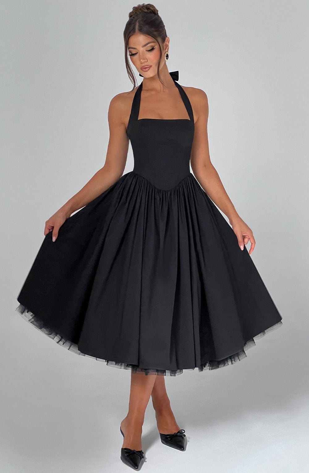 Tara | Halter Neck Midi Dress for Wedding Guest