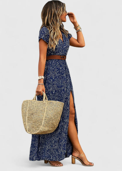 Violet | Elegant Printed Boho Maxi Dress