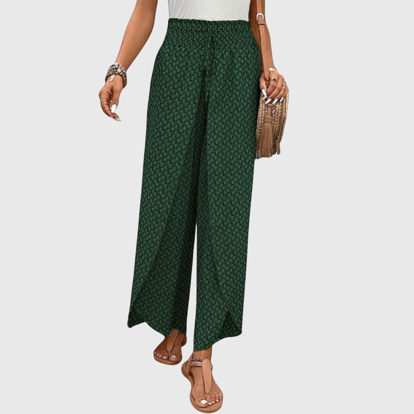 Stella | Smocked High Waist Printed Palazzo Pants