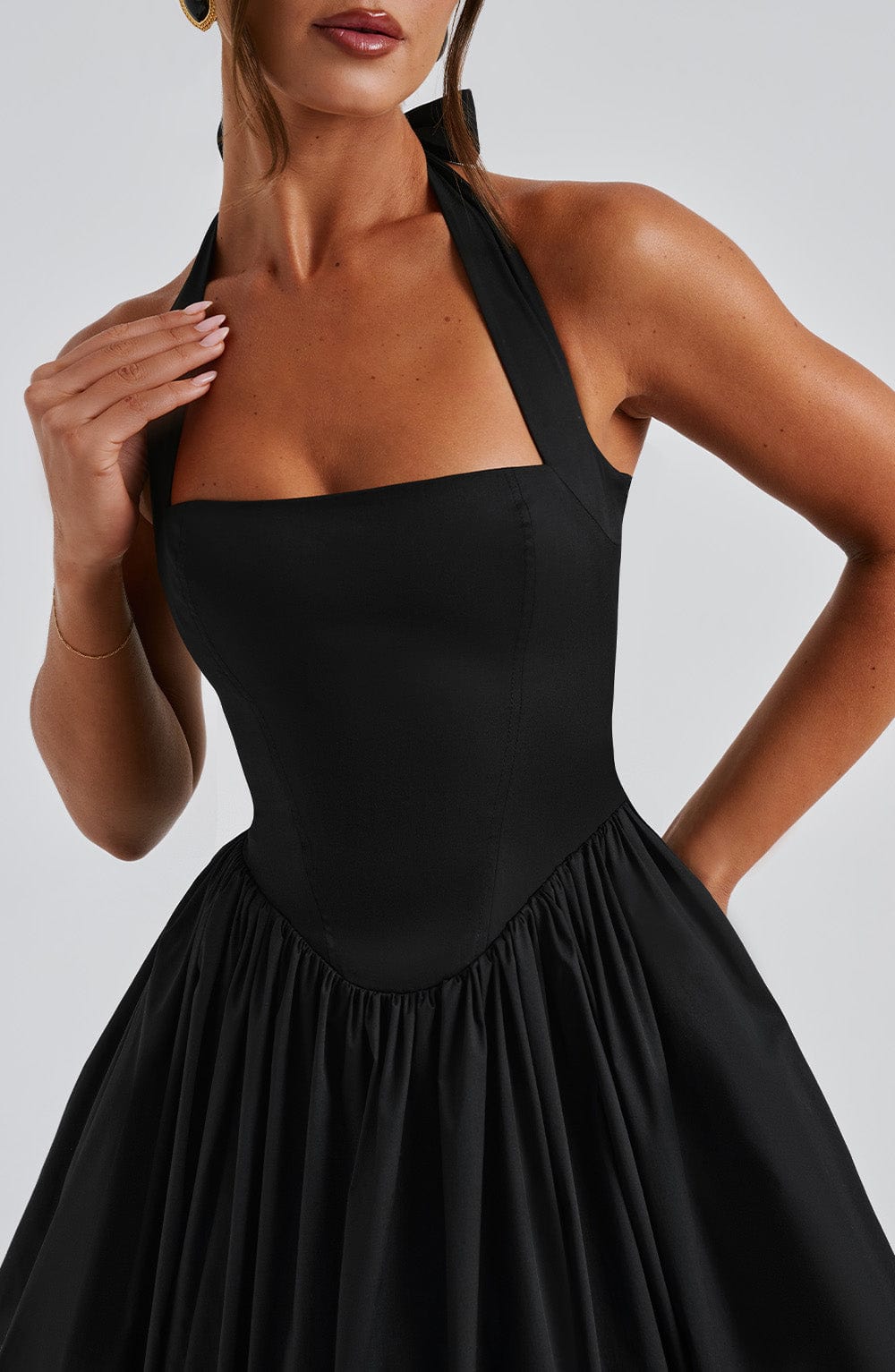 Tara | Halter Neck Midi Dress for Wedding Guest