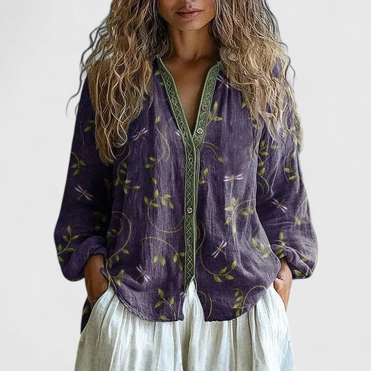 Iris | Comfy Button Front Boho Blouse