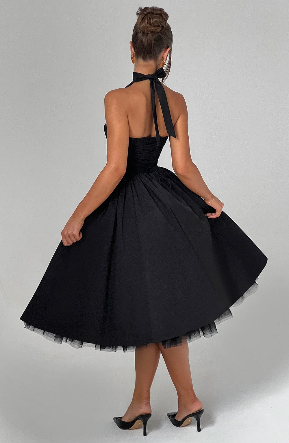 Tara | Halter Neck Midi Dress for Wedding Guest