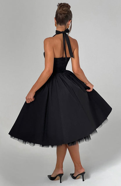 Tara | Halter Neck Midi Dress for Wedding Guest