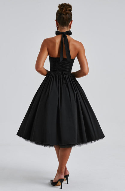 Tara | Halter Neck Midi Dress for Wedding Guest