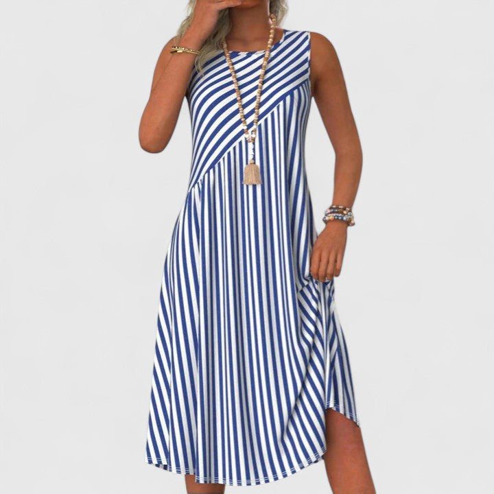 Sydney | Striped Sleeveless Midi Dress