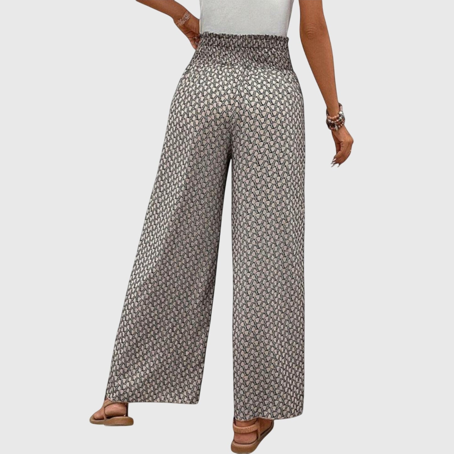Stella | Smocked High Waist Printed Palazzo Pants