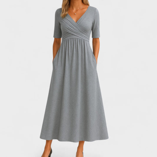 Claire | Wrap Style Midi Dress with Pockets