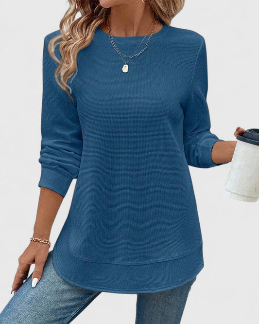 Aubrey | Ribbed Crew Neck Long Sleeve Top