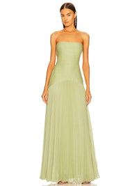 Aurora | Strapless Pleated Maxi Dress for Wedding Guest