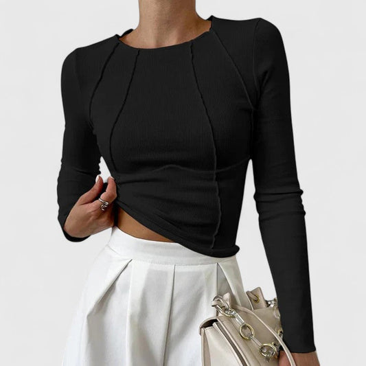 Reagan | Elegant Ribbed Knit Long Sleeve Top