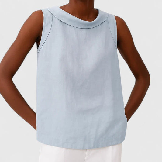 Diana | Roll Collar Sleeveless Relaxed Top