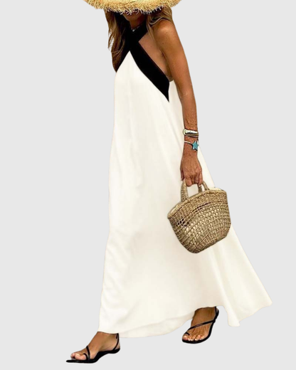 Chloe | Cross-Neck Halter Maxi Dress