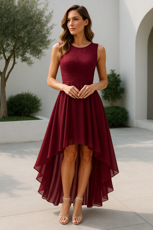 Morgan | Lace High Low Wedding Guest Dress