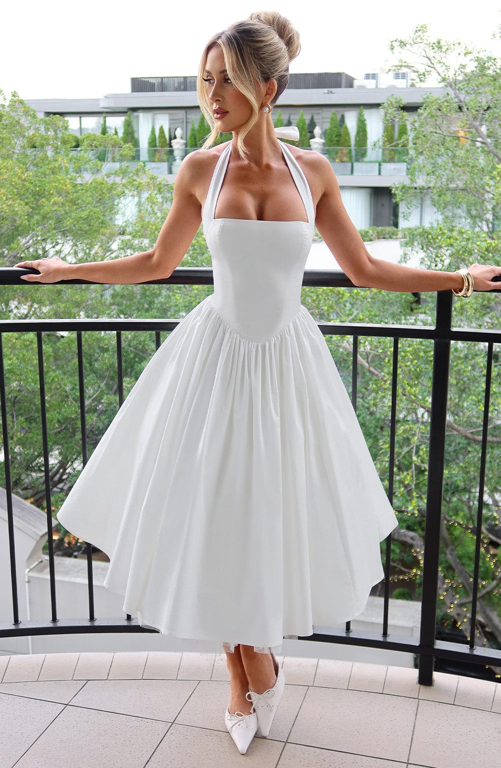 Tara | Halter Neck Midi Dress for Wedding Guest