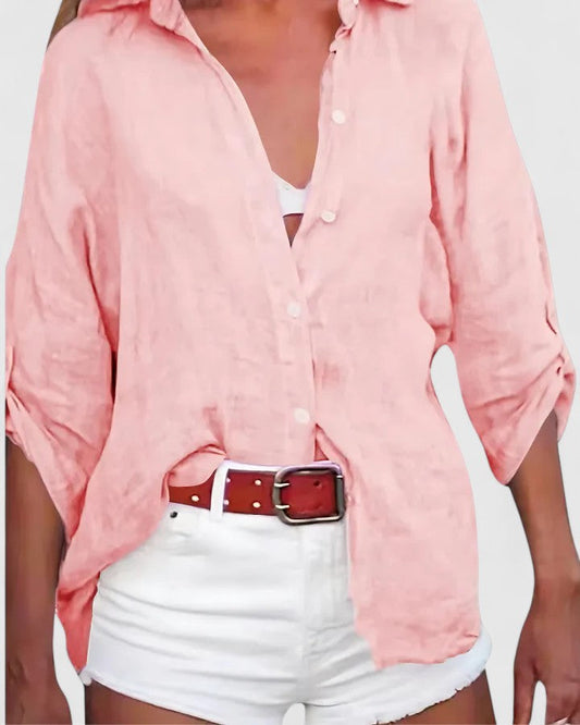 Natalie | Comfortable Button Up Blouse Shirt