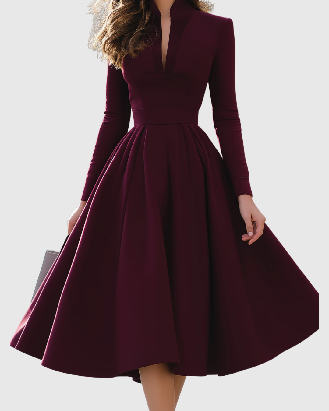 Audrey | Sophisticated V-Neck Midi Dress