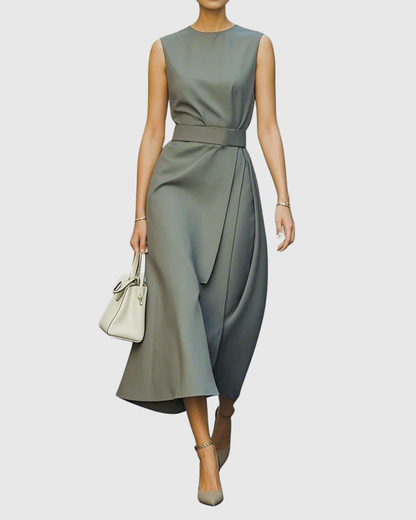 Sadie | Elegant Draped Sleeveless Midi Dress