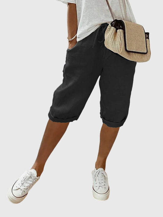 Skye | Drawstring Cuffed Capri Shorts