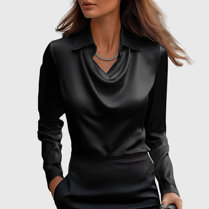 Stella | Elegant Cowl Neck Collared Blouse