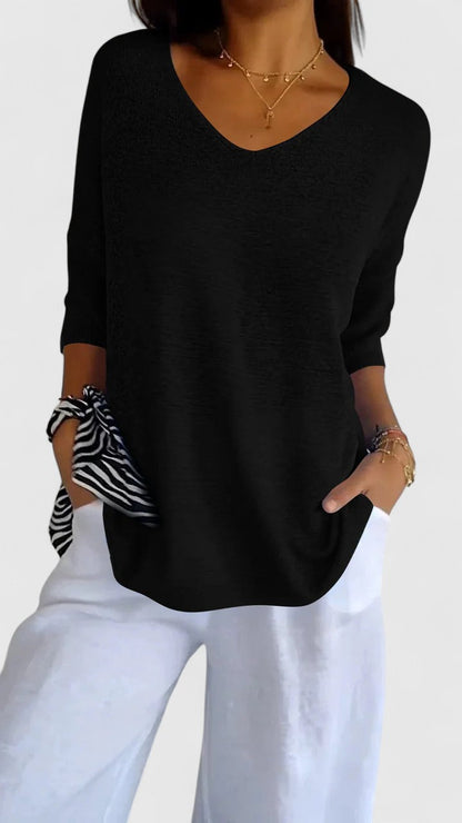 Violet | V Neck Knit Oversized Top