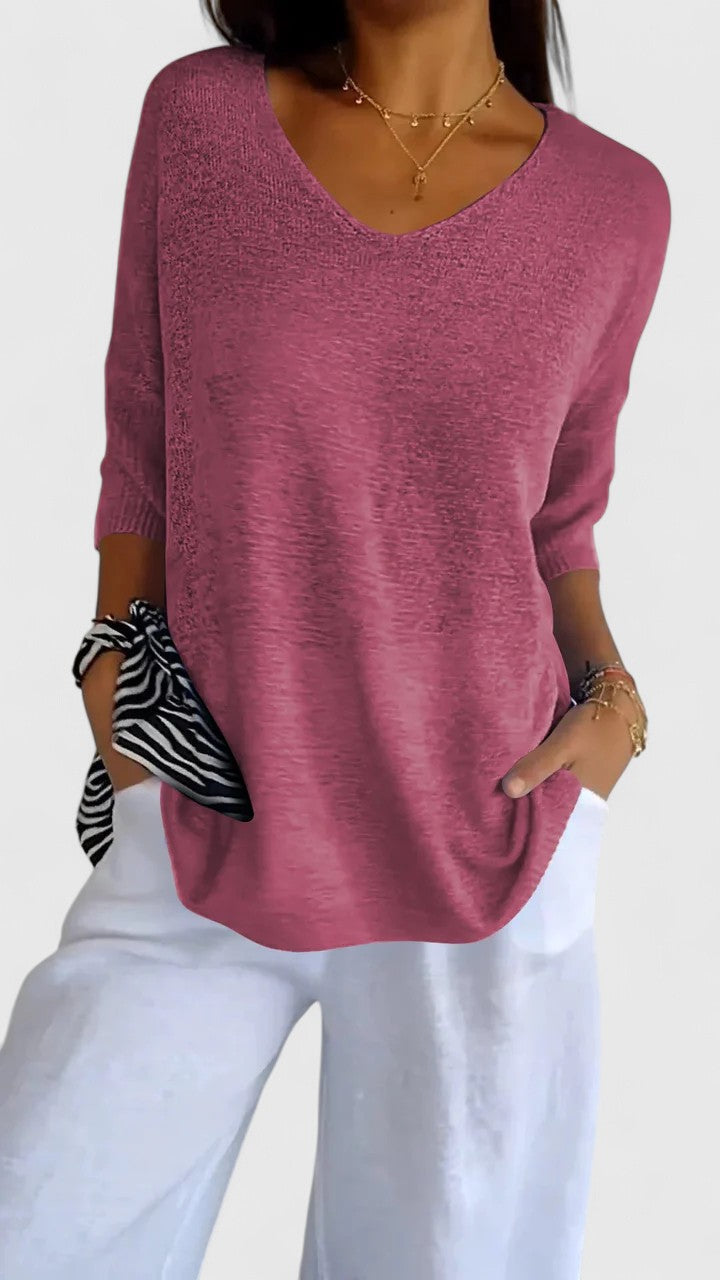 Violet | V Neck Knit Oversized Top