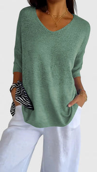 Violet | V Neck Knit Oversized Top