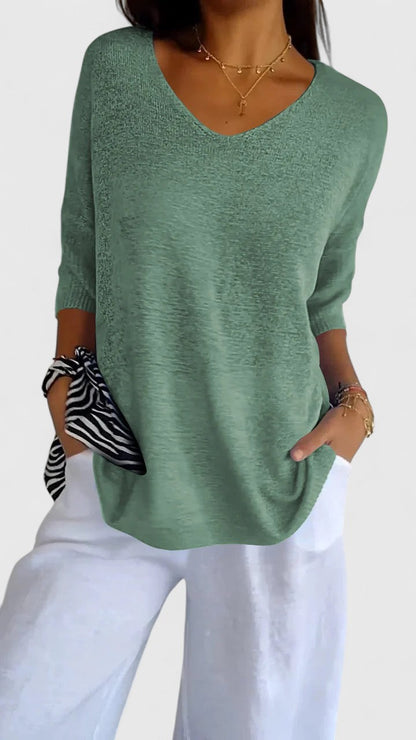 Violet | V Neck Knit Oversized Top
