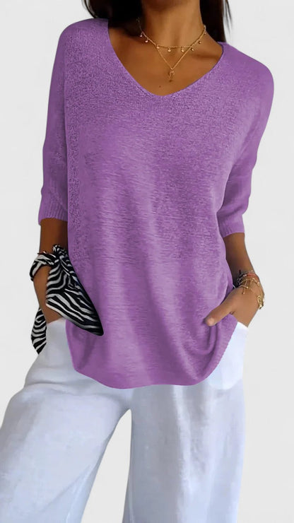 Violet | V Neck Knit Oversized Top