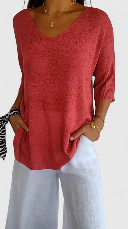 Violet | V Neck Knit Oversized Top