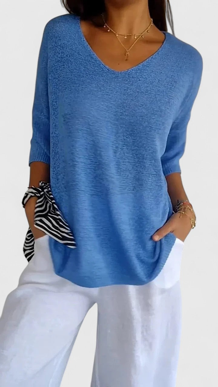 Violet | V Neck Knit Oversized Top