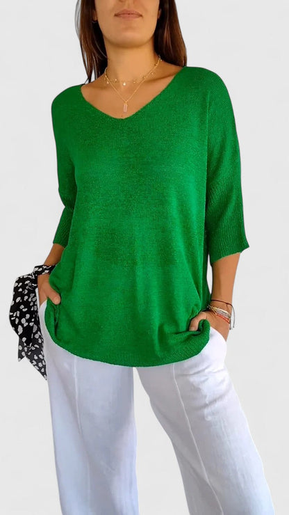 Violet | V Neck Knit Oversized Top