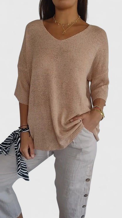 Violet | V Neck Knit Oversized Top