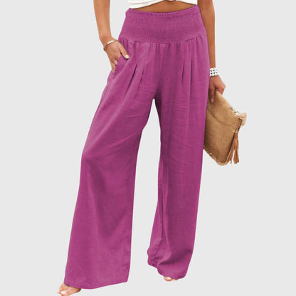 Natalie | Comfortable Smocked Waist Wide Leg Pants