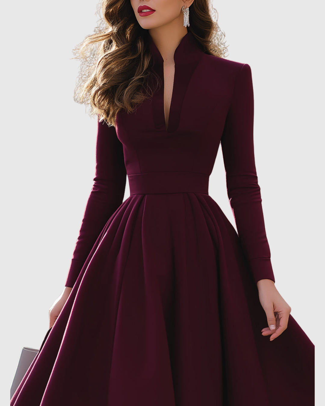 Audrey | Sophisticated V-Neck Midi Dress