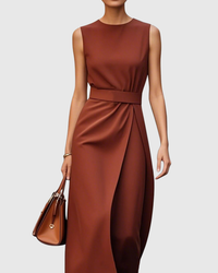 Sadie | Elegant Draped Sleeveless Midi Dress