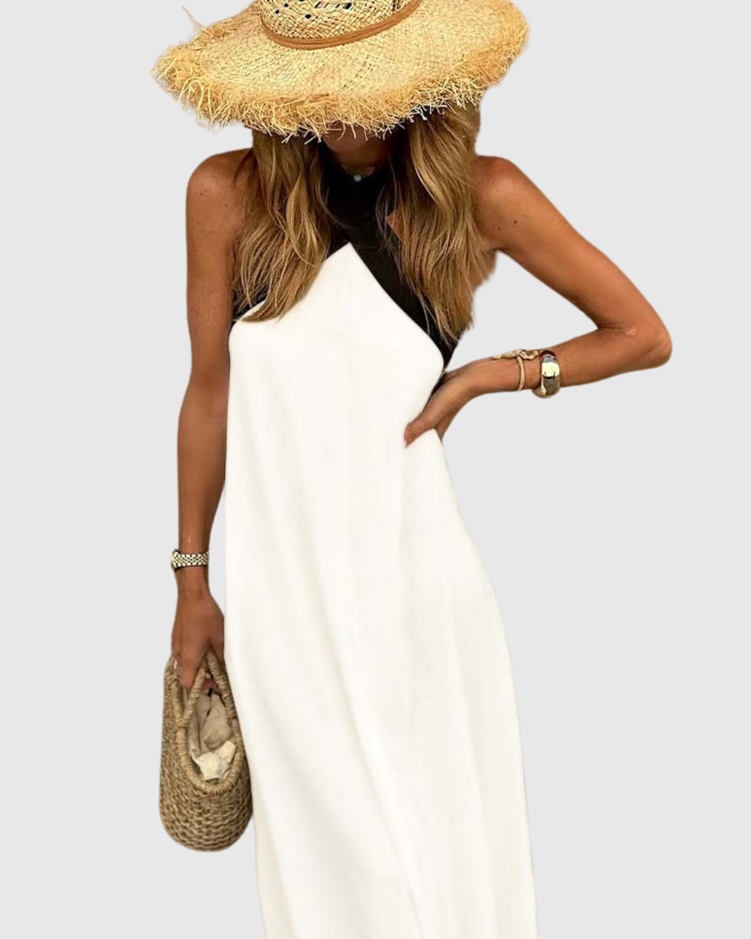 Chloe | Cross-Neck Halter Maxi Dress