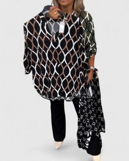 Faye | Geometric Print Long Sleeve Blouse