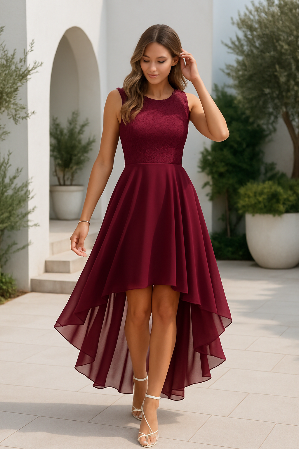 Morgan | Lace High Low Wedding Guest Dress