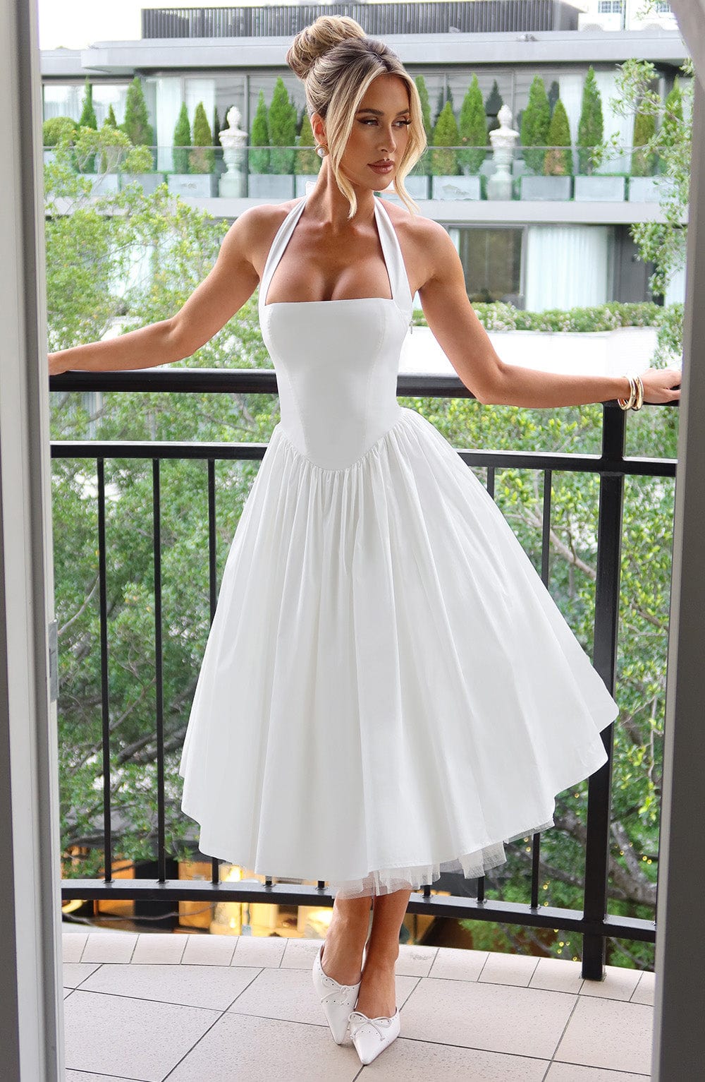 Tara | Halter Neck Midi Dress for Wedding Guest