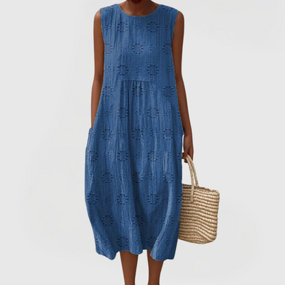 Peyton | Embroidered Sleeveless Midi Dress