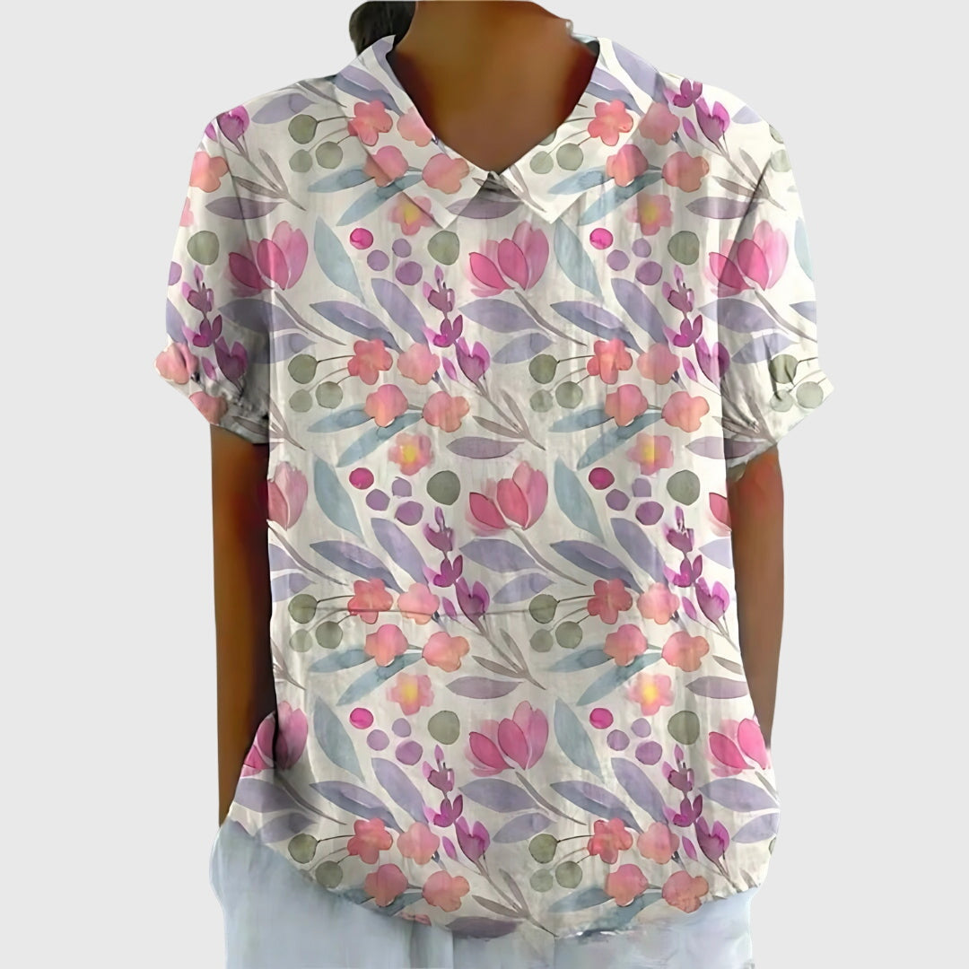 Jade | Floral Print Collared Blouse