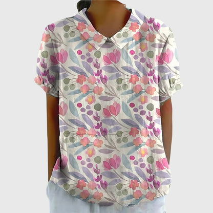 Jade | Floral Print Collared Blouse