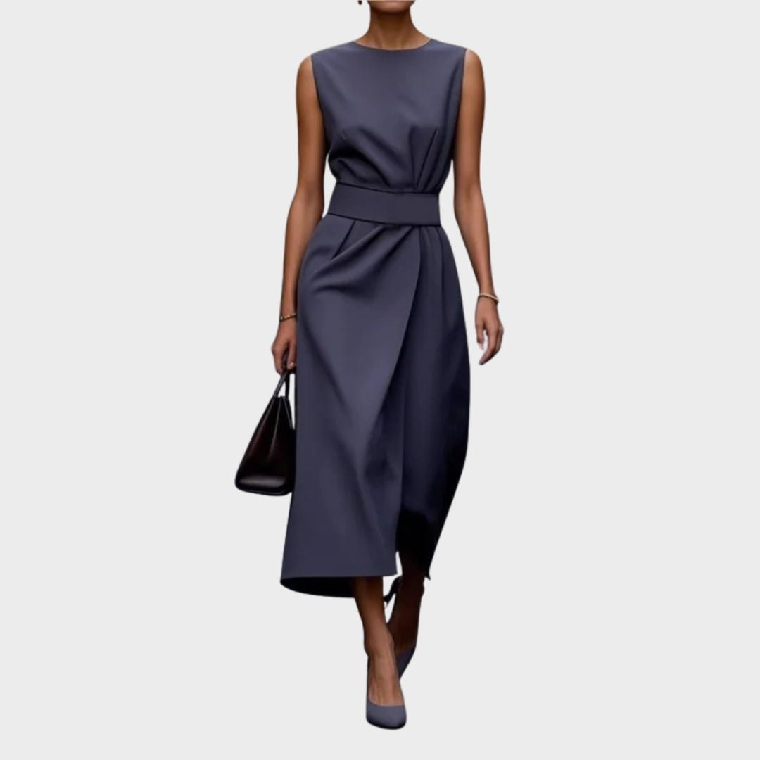 Sadie | Elegant Draped Sleeveless Midi Dress