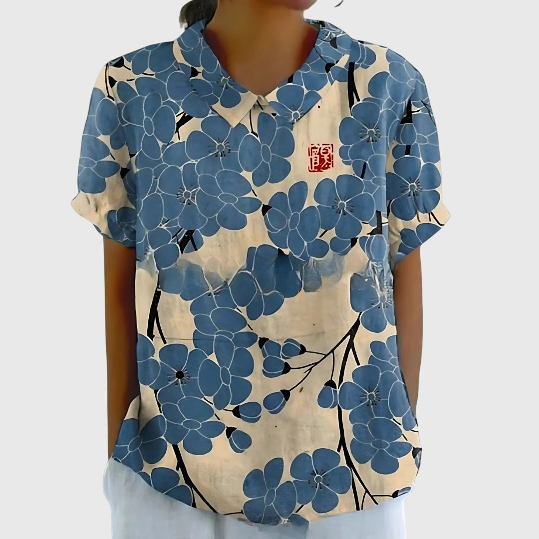 Jade | Floral Print Collared Blouse