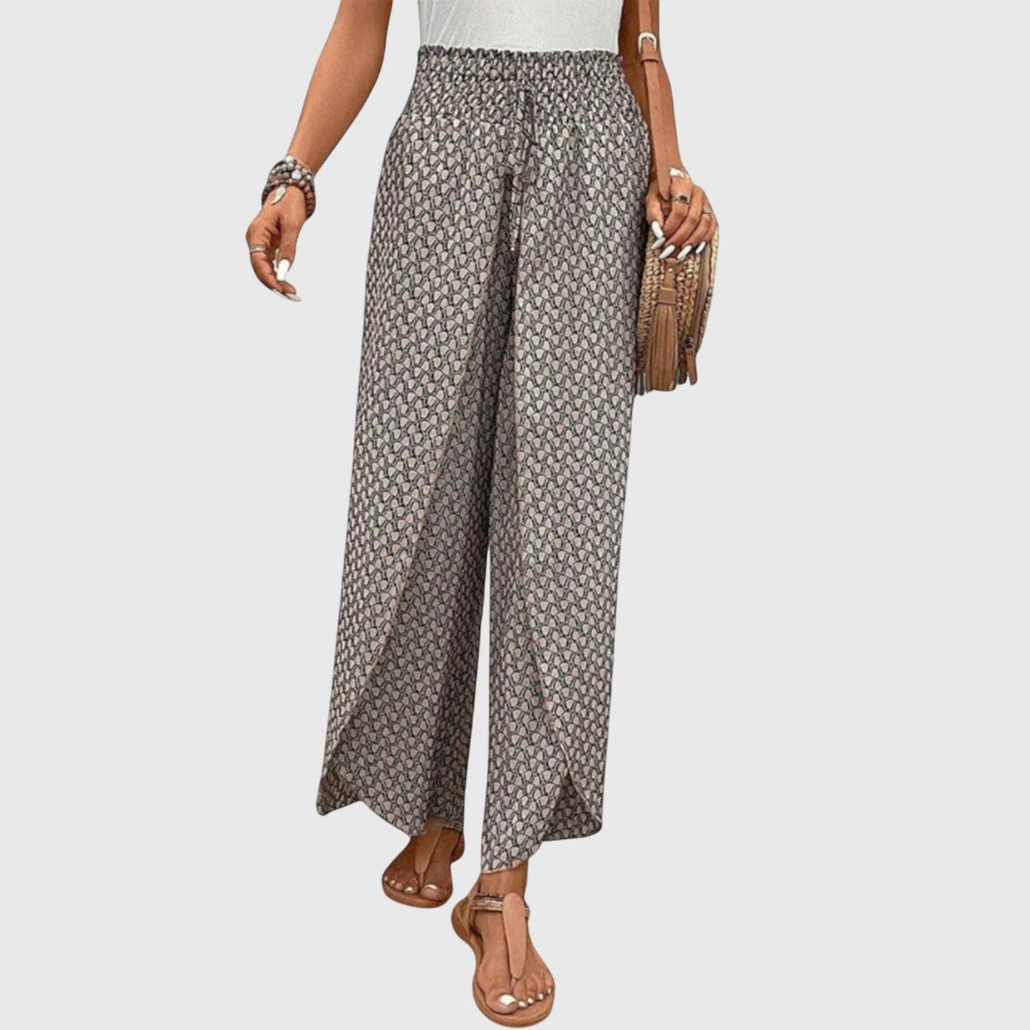 Stella | Smocked High Waist Printed Palazzo Pants