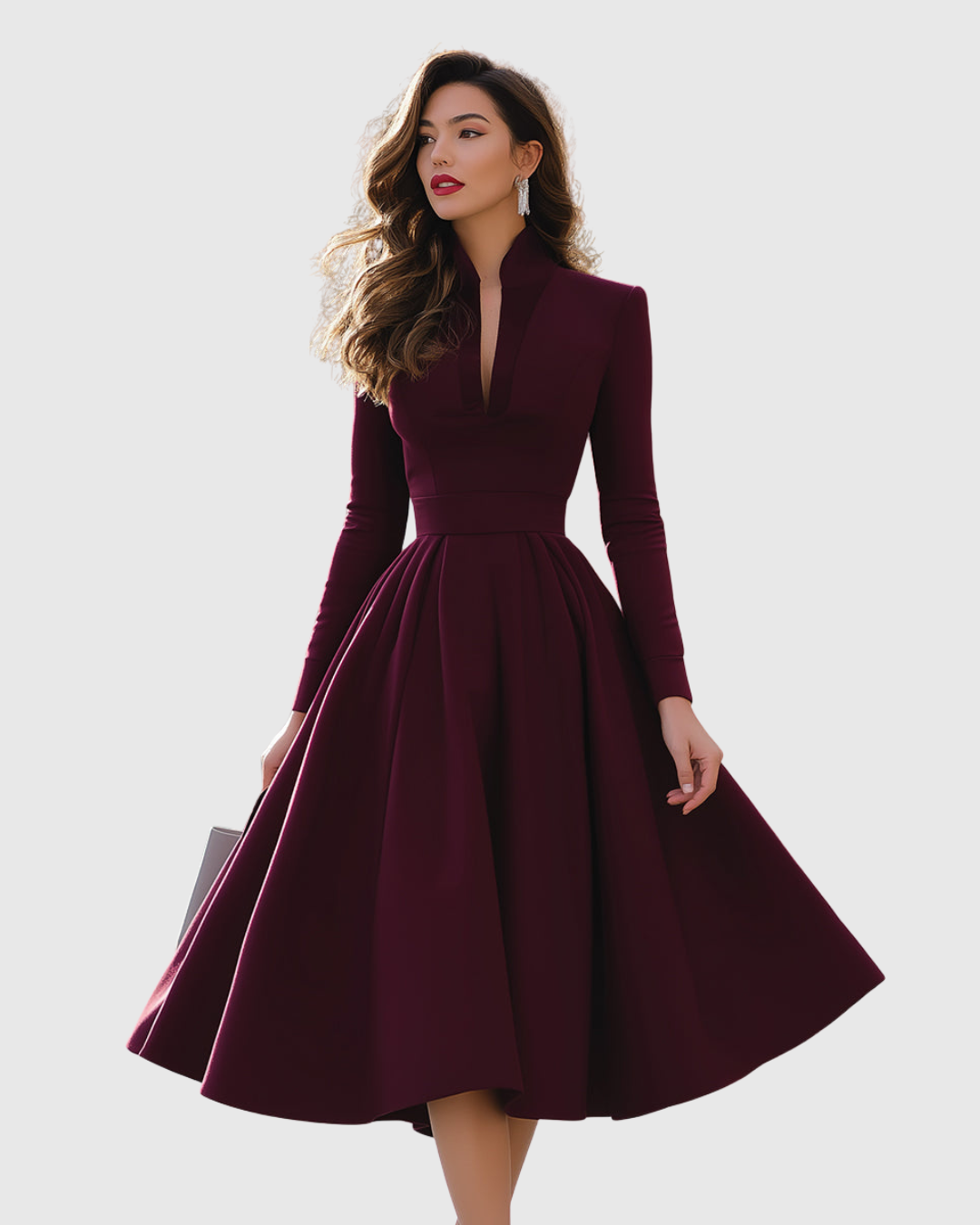 Audrey | Sophisticated V-Neck Midi Dress