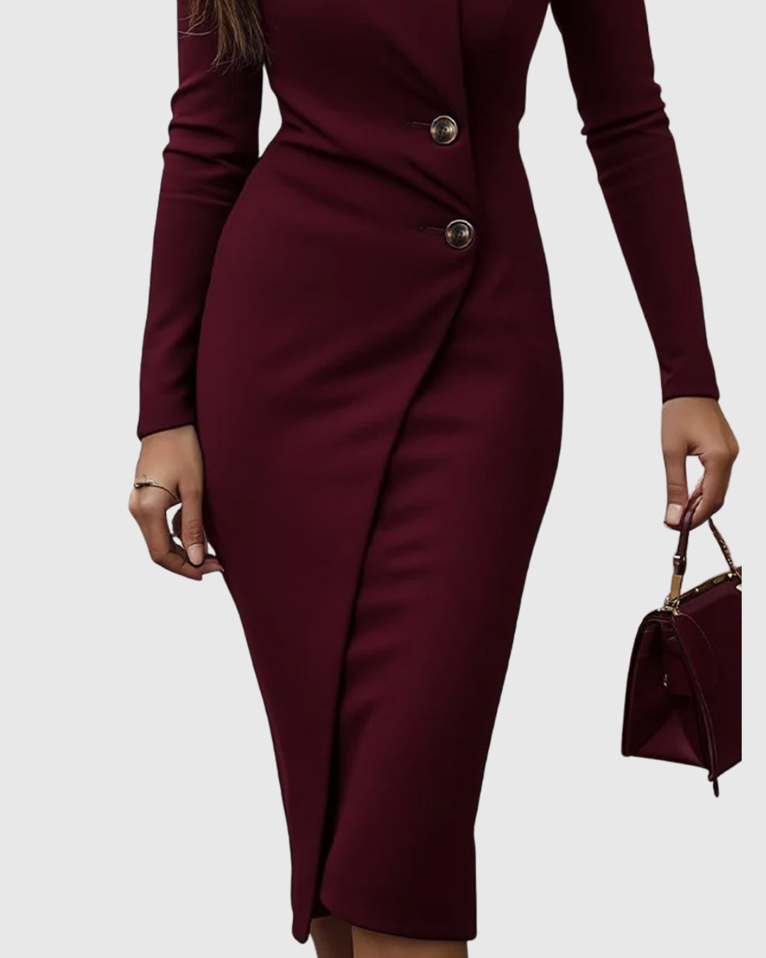 Kennedy | V-Neck Wrap Buttoned Midi Dress