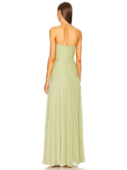Aurora | Strapless Pleated Maxi Dress for Wedding Guest