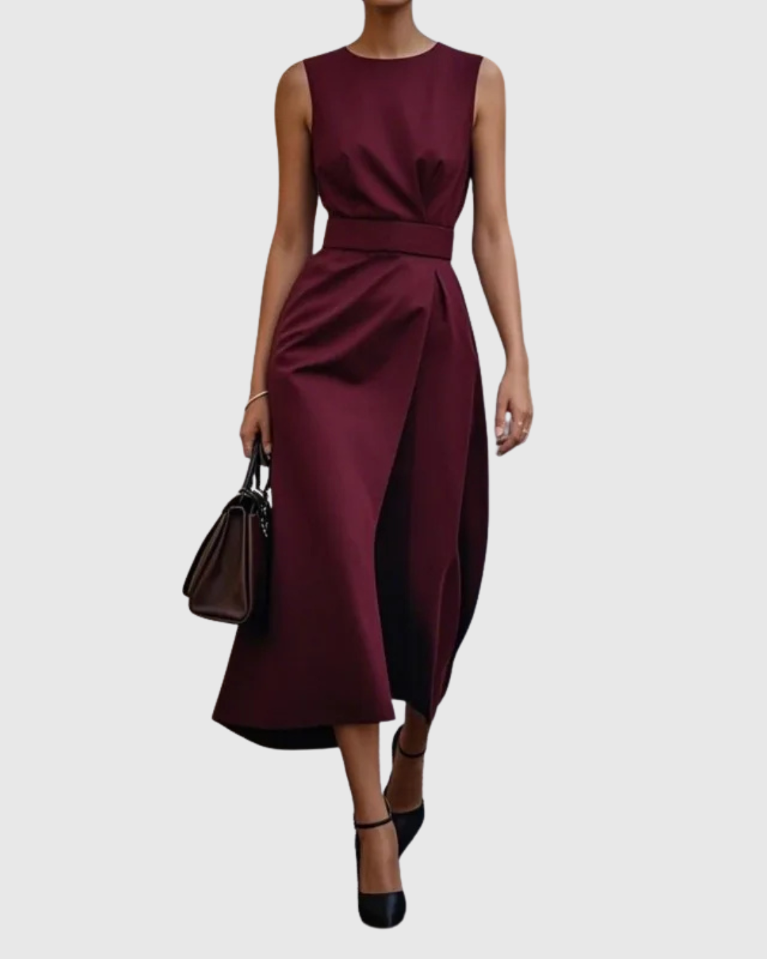 Sadie | Elegant Draped Sleeveless Midi Dress