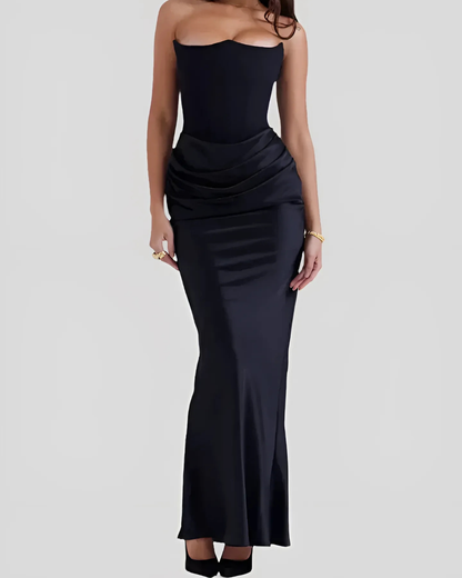 Sofia | Strapless Corset Maxi Dress for Wedding Guest